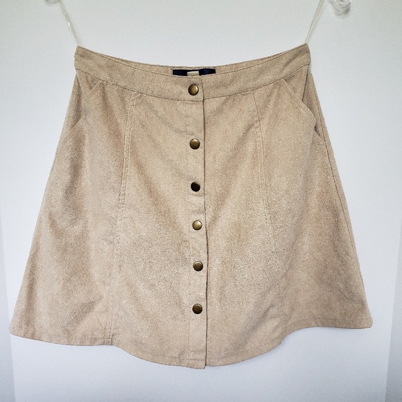 Dresses & Skirts - Suede Button Down Skirt